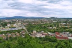 Вигляд на Мукачеве і вантажний парк ст. Мукачево із замку Паланок