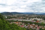 Вигляд на Мукачеве і вантажний парк ст. Мукачево із замку Паланок